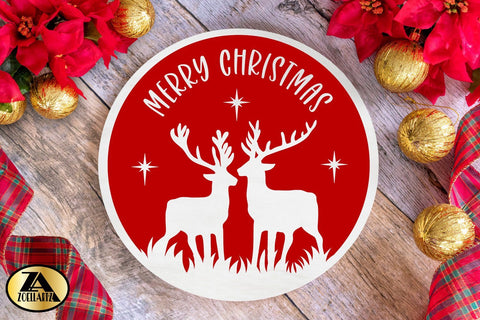 Christmas Ornament SVG Home Round Sign Winter REINDEER SVG SVG zoellartz 