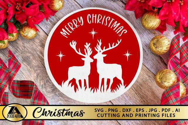 Christmas Ornament SVG Home Round Sign Winter REINDEER SVG SVG zoellartz 