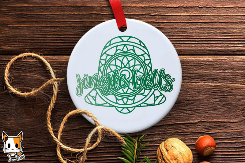 Christmas Ornament SVG | Jingle Bells | Mandala SVG Zen Kitty 