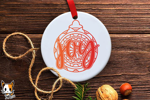 Christmas Ornament SVG | Joy | Mandala SVG Zen Kitty 