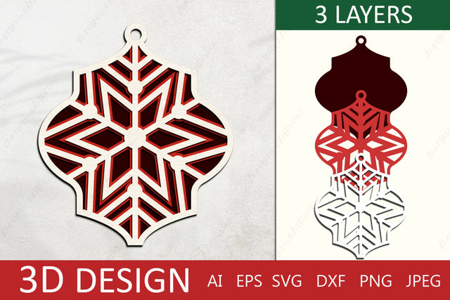 Christmas ornament svg laser cut, Christmas tree toy 3d layered 3D Paper AnastasiyaArtDesign 