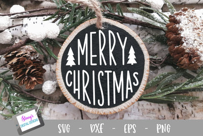 Christmas Ornament SVG - Merry Christmas - Round SVG Stacy's Digital Designs 