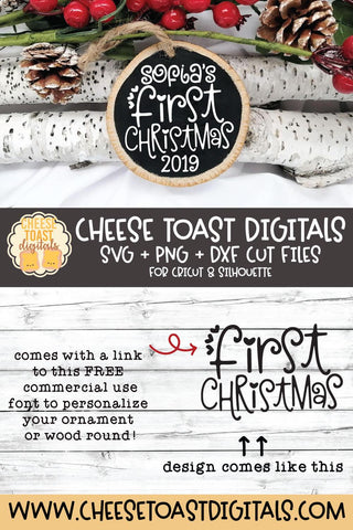 Christmas Ornament SVG | Personalized Baby's First Christmas SVG Cheese Toast Digitals 