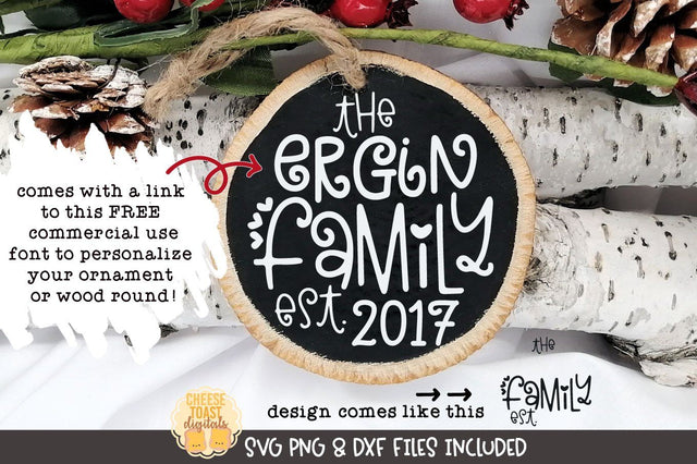 Christmas Ornament SVG | Personalized Last Name Family Est. XXXX SVG Cheese Toast Digitals 