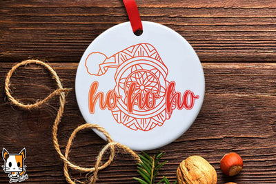Christmas Ornament SVG | Santa Mandala | Ho Ho Ho SVG Zen Kitty 