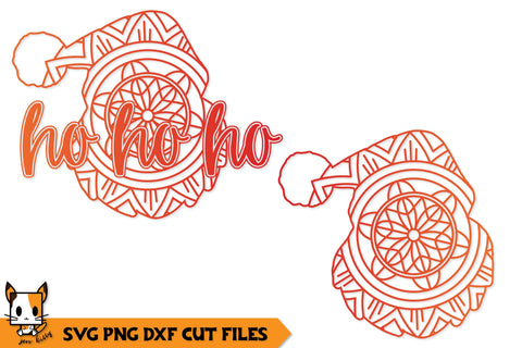 Christmas Ornament SVG | Santa Mandala | Ho Ho Ho SVG Zen Kitty 