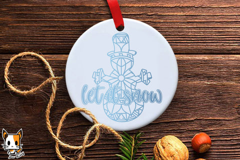 Christmas Ornament SVG | Snowman Mandala | Let It Snow SVG Zen Kitty 