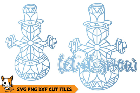 Christmas Ornament SVG | Snowman Mandala | Let It Snow SVG Zen Kitty 