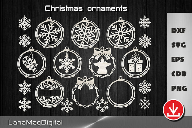 Christmas ornament svg with pendant Snowflake Angel Candy SVG LanaMagDigital 