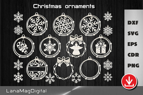 Christmas ornament svg with pendant Snowflake Angel Candy SVG LanaMagDigital 
