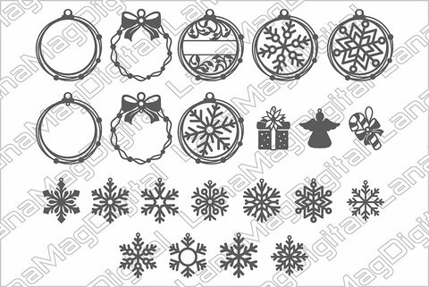 Christmas ornament svg with pendant Snowflake Angel Candy SVG LanaMagDigital 