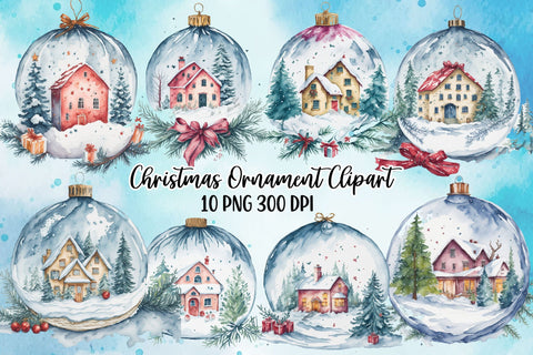 Christmas Ornament Watercolor Clipart Sublimation Rupkotha 
