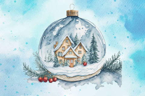 Christmas Ornament Watercolor Clipart Sublimation Rupkotha 