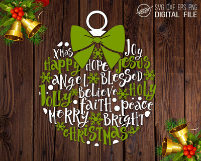 Christmas ornament with words SVG Boertiek 