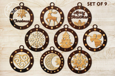 CHRISTMAS ORNAMENTS Baubles Bundle SVG LaserCutano 