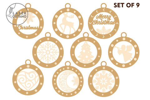 CHRISTMAS ORNAMENTS Baubles Bundle SVG LaserCutano 