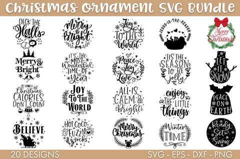 Christmas Ornaments Baubles SVG PNG Bundle Cut file SVG Freeling Design House 
