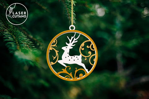 CHRISTMAS ORNAMENTS BUNDLE Christmas Set Of 5 Baubles SVG LaserCutano 