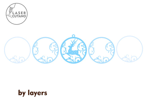 CHRISTMAS ORNAMENTS BUNDLE Christmas Set Of 5 Baubles SVG LaserCutano 