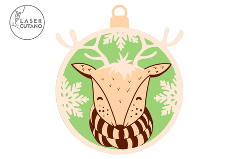 CHRISTMAS ORNAMENTS Christmas Baubles Bundle With Animals SVG LaserCutano 