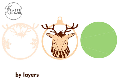 CHRISTMAS ORNAMENTS Christmas Baubles Bundle With Animals SVG LaserCutano 