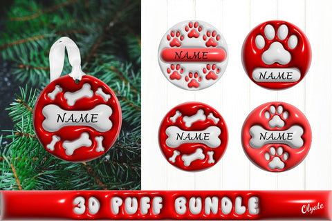 Christmas Ornaments Dog PNG. 3D Inflated Dog Sign Sublimation Olga Terlyanskaya 