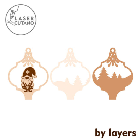Christmas Ornaments Gnomes Bundle Cut Templates SVG LaserCutano 
