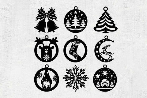 Christmas Ornaments Laser cut Bundle. Christmas SVG. SVG Samaha Design 