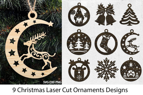 Christmas Ornaments Laser cut Bundle. Christmas SVG. SVG Samaha Design 