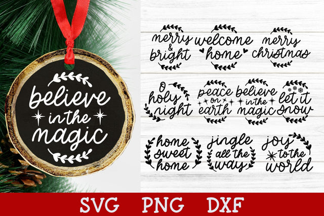 Christmas Ornaments Round Sign SVG Cut Files SVG Shine Green Art 