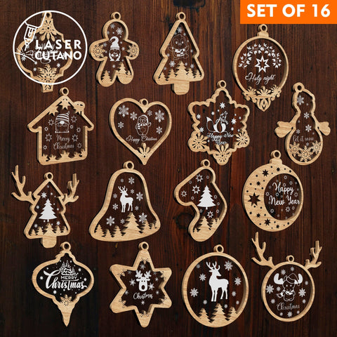 CHRISTMAS ORNAMENTS Set Multilayer Decor SVG LaserCutano 
