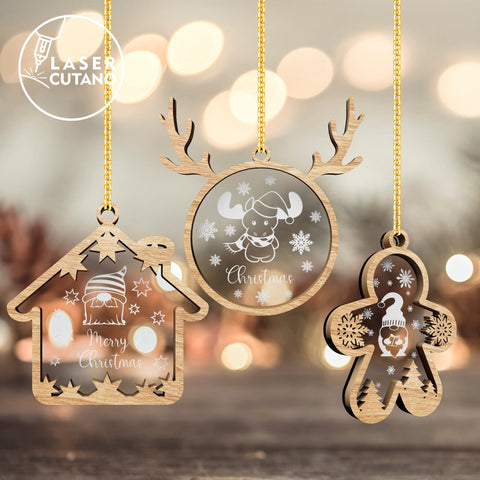 CHRISTMAS ORNAMENTS Set Multilayer Decor SVG LaserCutano 