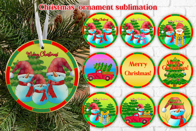 Christmas ornaments sublimation | Christmas snowman ornament SVG Svetana Studio 
