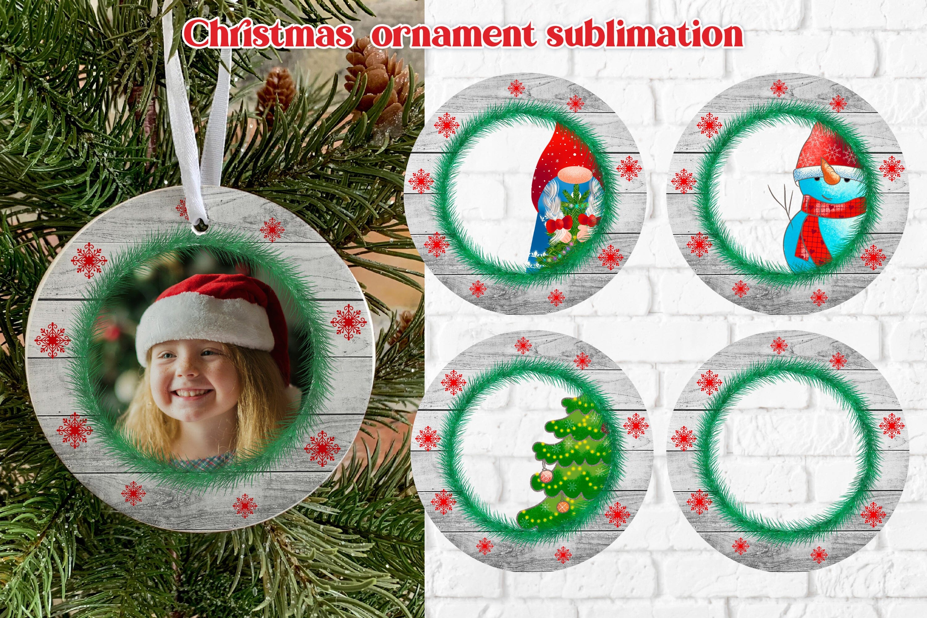 Christmas ornament sublimation bundle. Santa Claus 8 design - So Fontsy