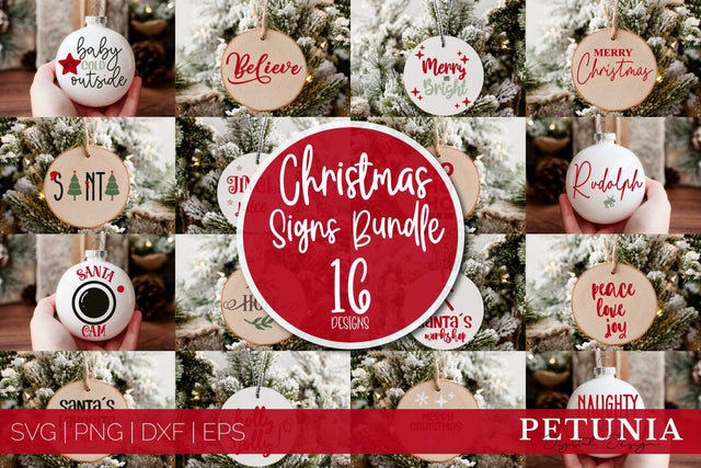 Christmas Ornaments SVG Bundle | Christmas Bundle 16 Designs SVG Petunia Digital Design 