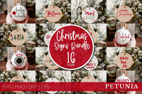 Christmas Ornaments SVG Bundle | Christmas Bundle 16 Designs SVG Petunia Digital Design 
