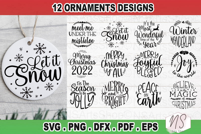 Christmas Ornaments SVG Bundle, Christmas svg, believe svg, christmas cut file, christmas scene svg, round ornament svg| Christmas Bundle 16 Designs SVG NS Arts Shop 