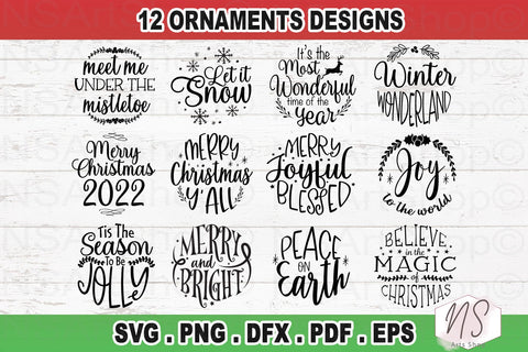 Christmas Ornaments SVG Bundle, Christmas svg, believe svg, christmas cut file, christmas scene svg, round ornament svg| Christmas Bundle 16 Designs SVG NS Arts Shop 