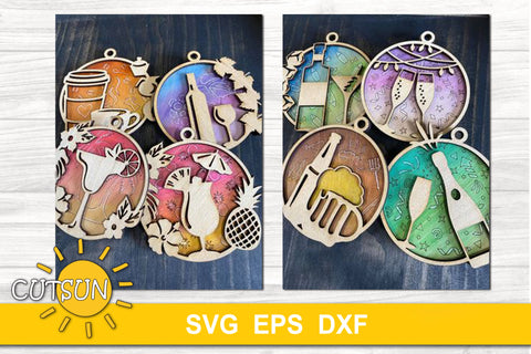 Christmas Ornaments SVG bundle Drinks and cocktails SVG CutsunSVG 