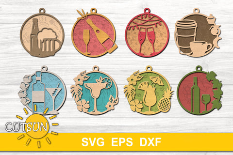 Christmas Ornaments SVG bundle Drinks and cocktails SVG CutsunSVG 