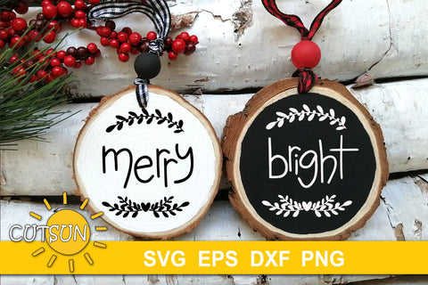 Christmas Ornaments SVG Bundle Hand lettered Christmas words SVG CutsunSVG 