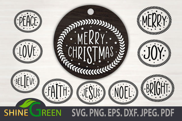 Christmas Ornaments SVG Bundle - Round Floral Decoration Cut Files SVG Shine Green Art 