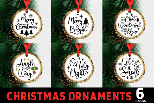 Christmas Ornaments SVG Bundle with 6 Round Designs SVG Shine Green Art 