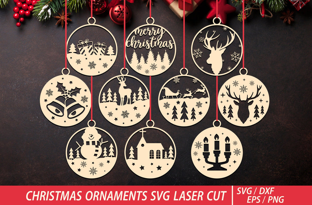 Christmas Ornaments SVG Laser Cut Files, Laser cut SVG, Christmas Tree ...