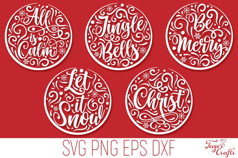 Christmas Ornaments SVG Pack - Round Flourishes SVG Feya's Fonts and Crafts 
