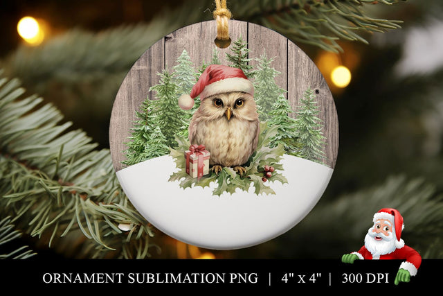 Christmas Owl Christmas Ornament Sublimation PNG Sublimation BijouBay 