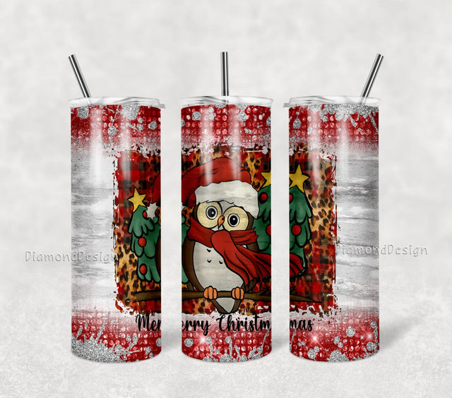 Christmas Owl Love 20 Oz skinny Tumbler wrap Png, Merry Christmas Png, Glitter Christmas Tumbler Png Download Sublimation DiamondDesign 