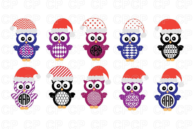 Christmas Owl Monogram Bundle SVG, Christmas SVG SVG cutperfectstudio 