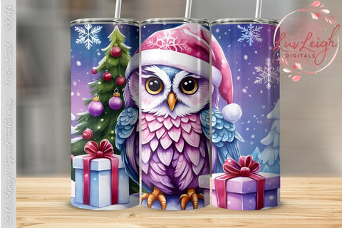 Christmas Owl Tumbler wrap PNG Sublimation Luvleigh Digitals 