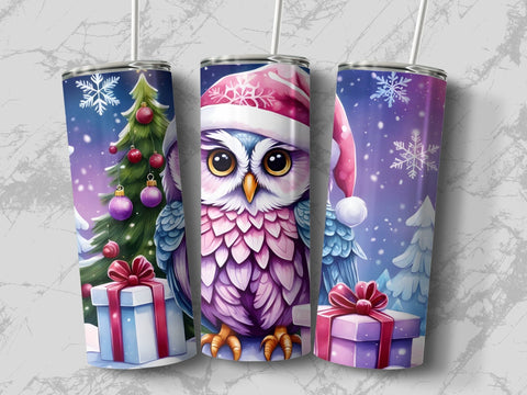 Christmas Owl Tumbler wrap PNG Sublimation Luvleigh Digitals 